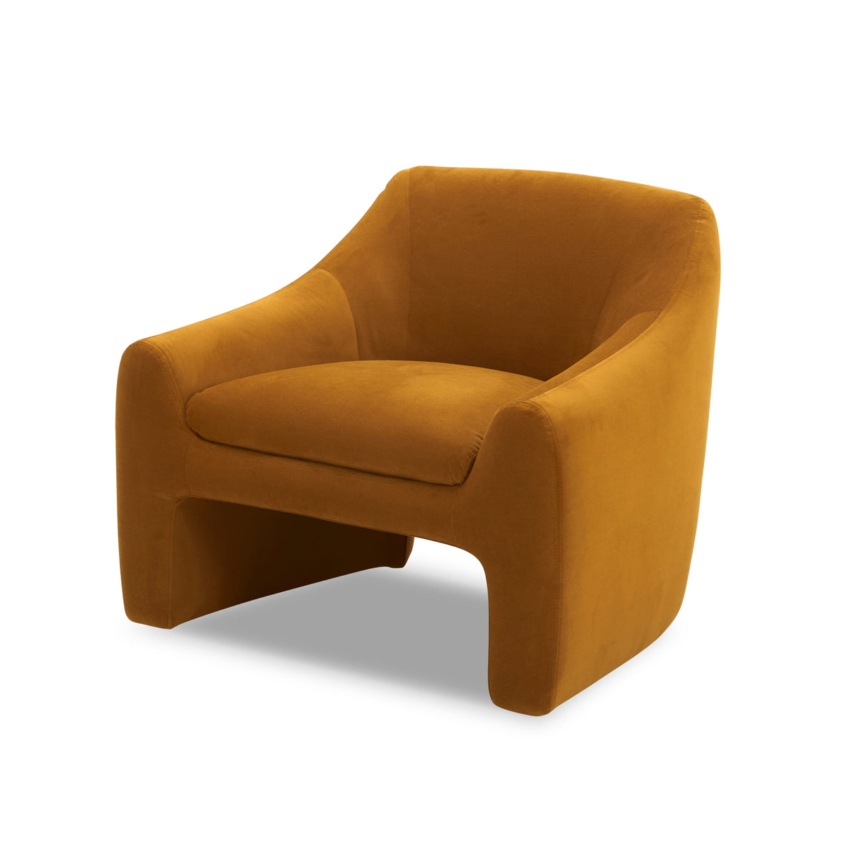 Velmora™ Emerson Curvy Accent Chair, Ochre Velvet