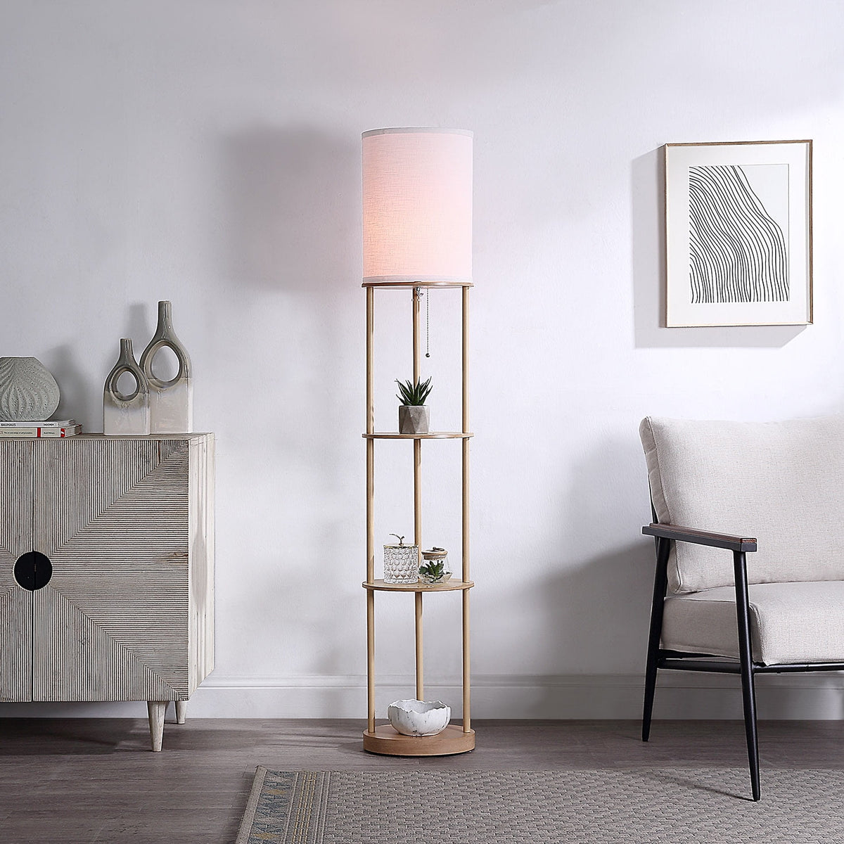 Velmora™ 62 in Farmhouse Light Wood Floor Lamp