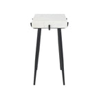Velmora™ Yuki Mid-Century Stone Top Accent Table, White Marble/Black