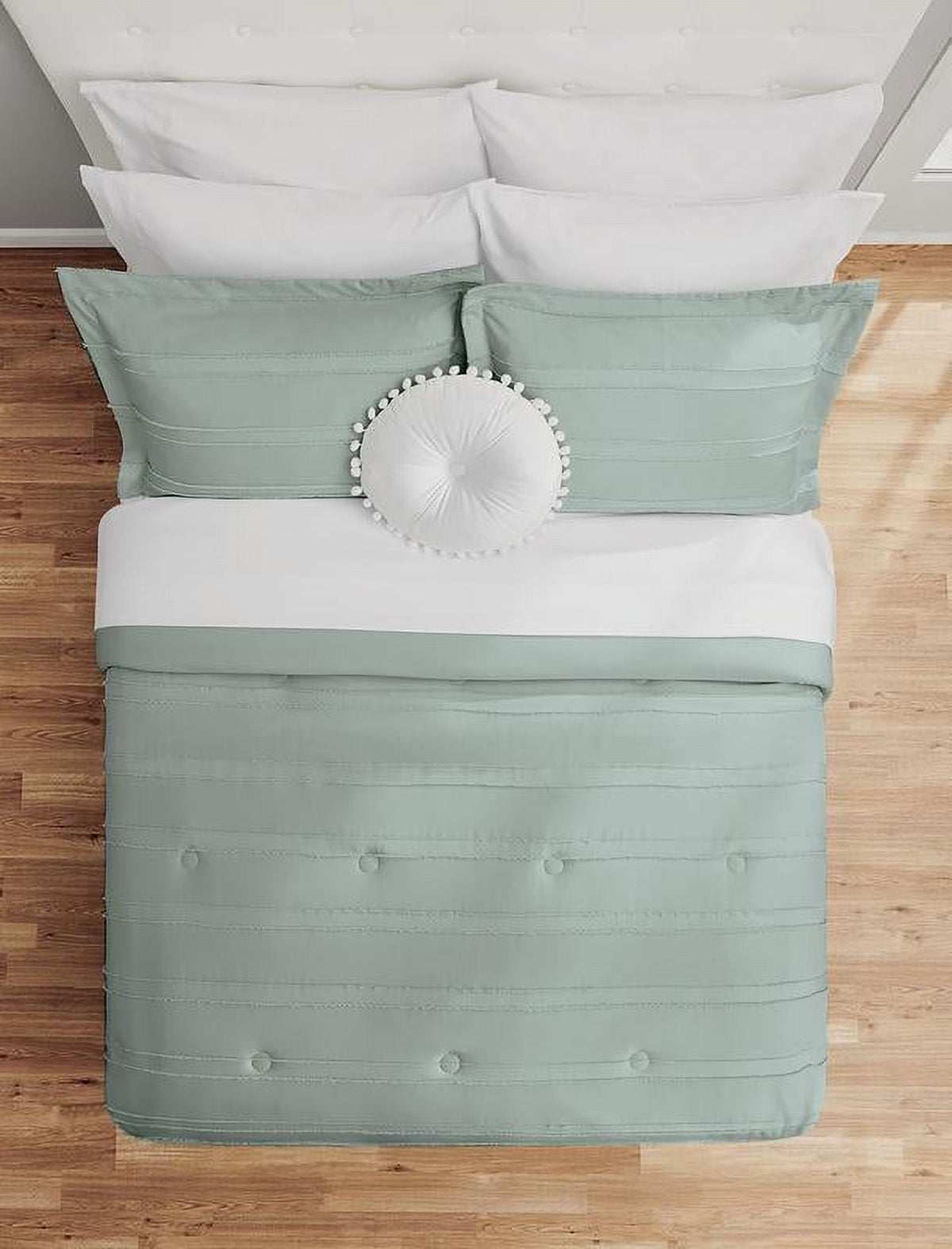 Velmora™ Mint Clipped Stripe 10-Piece Bed in a Bag Comforter Set with Sheets, Full
