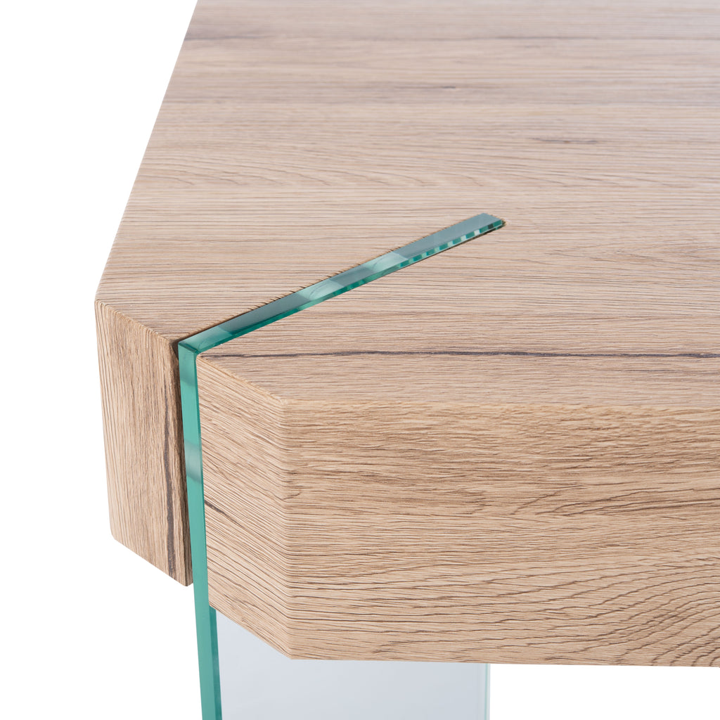 Velmora™ Katelyn Rect. Contemporary Glass Leg Coffee Table, Natural