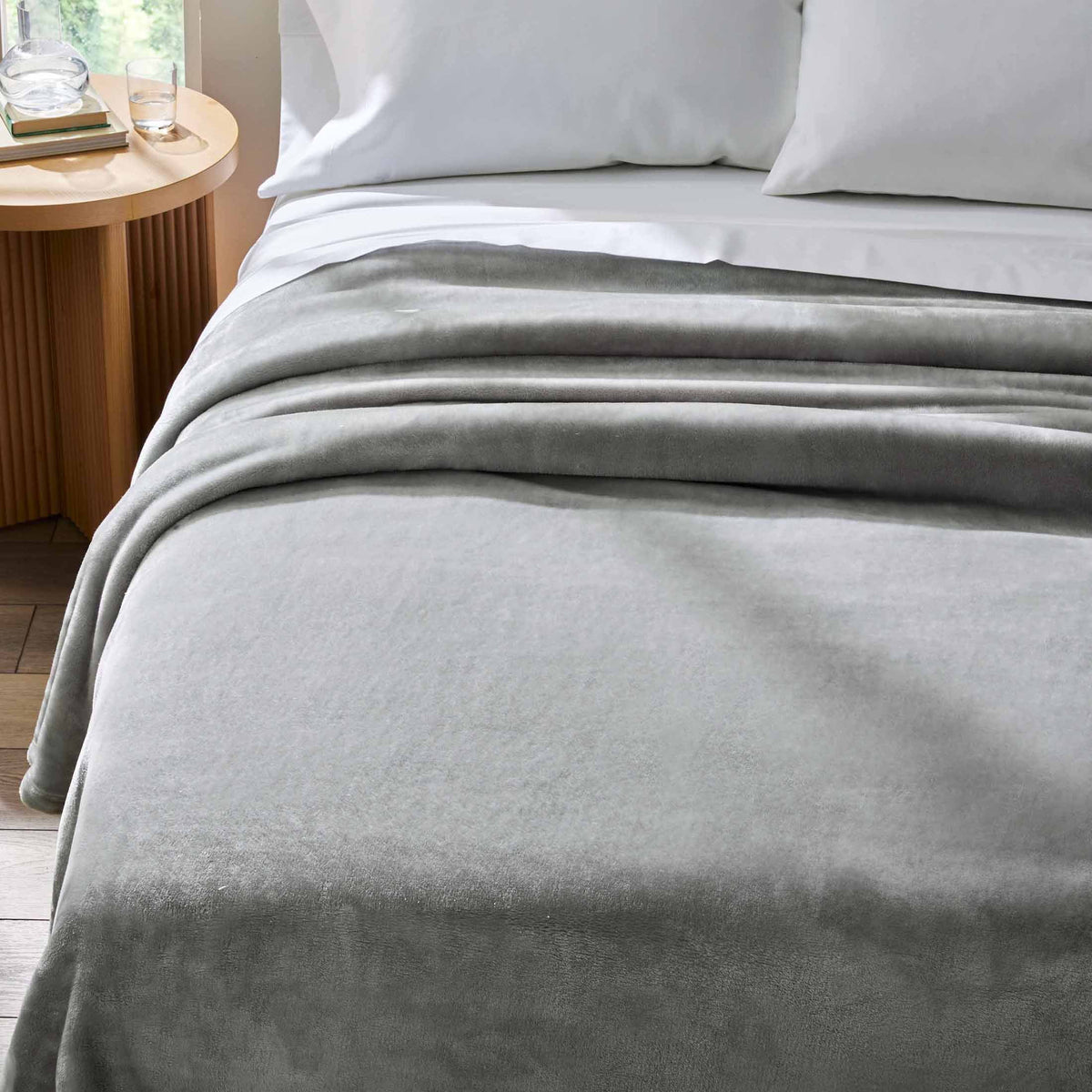 Velmora™ Silver Luxury Velvet Plush Blanket, King Bedding