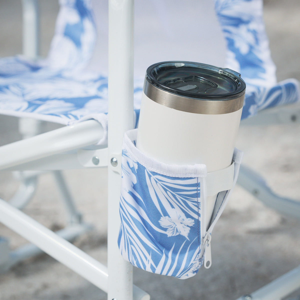 Velmora™ Low Sitting Beach Rocking Chair, Palm Print, Blue