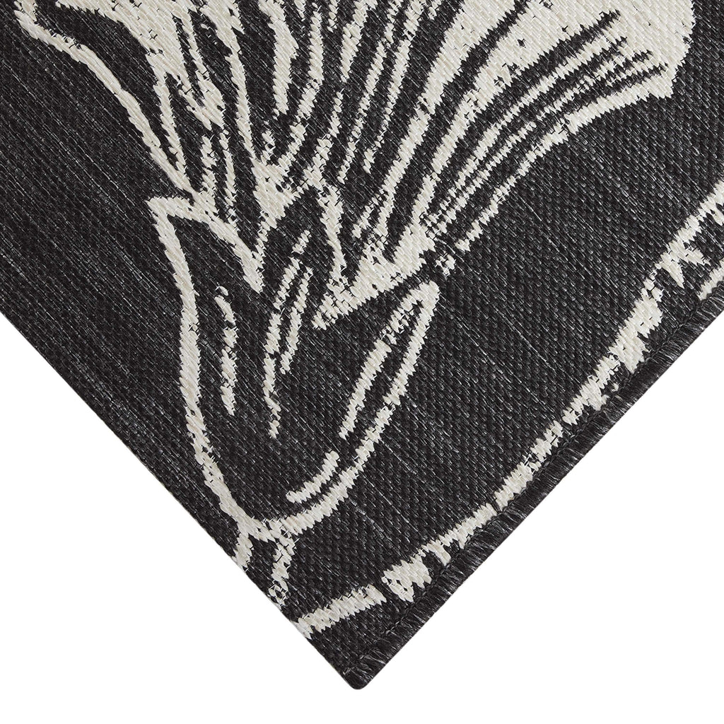 Velmora™ 7' x 10' Black & White Floral Outdoor Rug