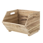 Velmora™ 2-Piece Set Natural Wood Stacking Open Front Decorative Storage Bins, 11 in x 16.5 in x 10 in