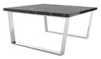 Velmora™ Carmen Modern Glam Square Coffee Table, Black Marble/Chrome