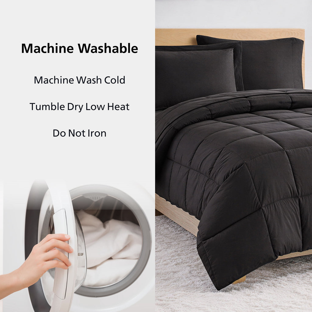 Velmora™ Down Alternative Reversible 5-Piece Bed-in-a-Bag Comforter Set, Black, Twin/Twin-XL