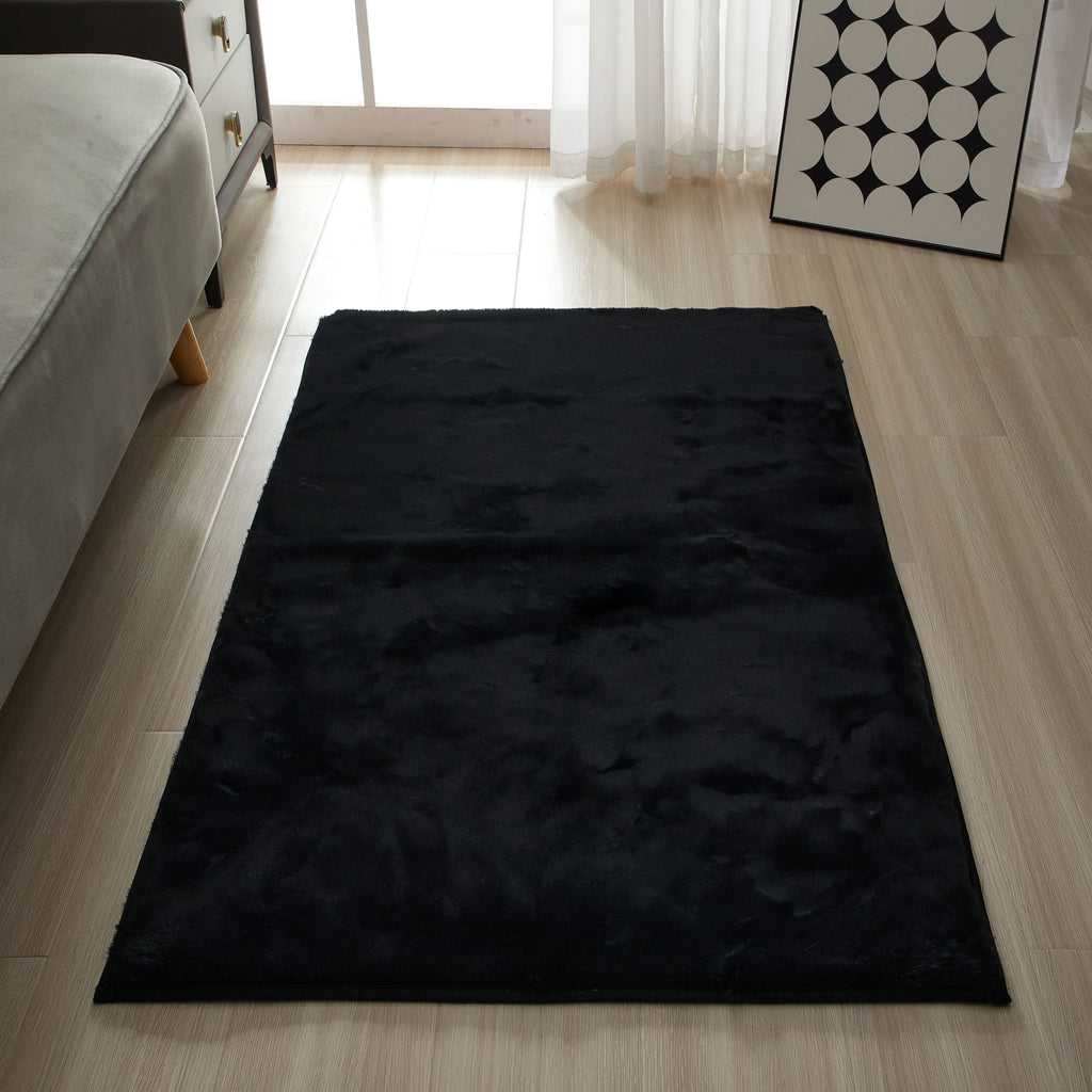 Velmora™ Solid Soft Rabbit Faux Fur Area Rug Ivory,30x46"
