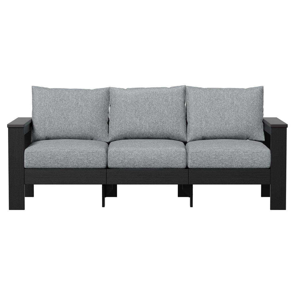 Velmora™ Ezra Outdoor Sofa, Black Frame with Gray Cushions