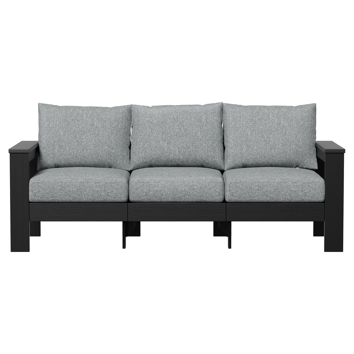Velmora™ Ezra Outdoor Sofa, Black Frame with Gray Cushions