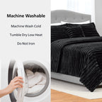 Velmora™ King Comforter Set, 5-Piece, All-Season, Black Cozy Plush