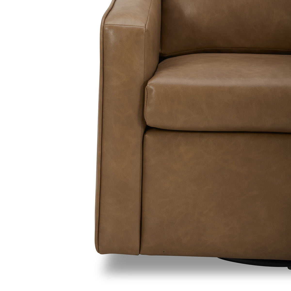 Velmora™ Steele Swivel Accent Chair, Camel Faux Leather