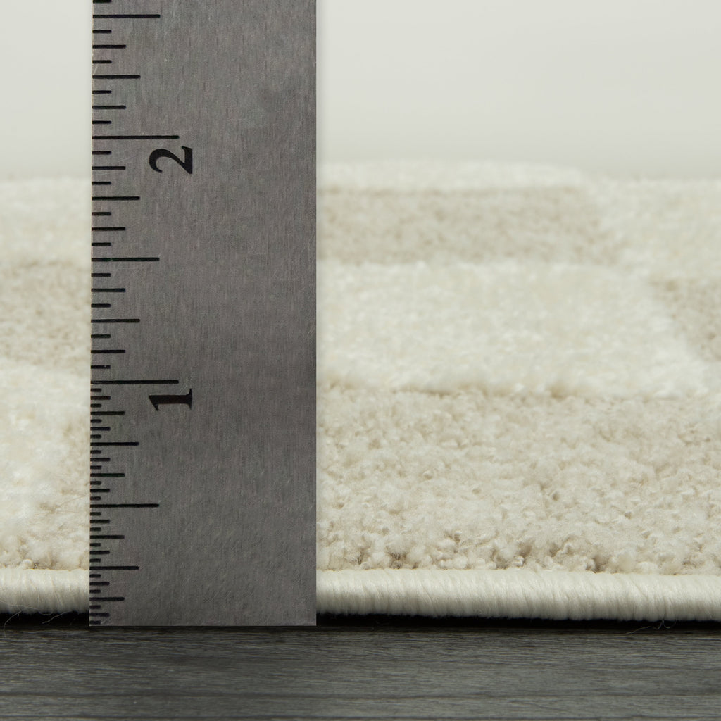 Velmora™ Indoor Area Rug, Transitional Check Ivory Tan, 5 ft 3 in x 7 ft