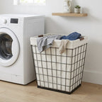 Velmora™ 75L Rectangular Steel Wire Laundry Hamper with Removable Liner, Natural, Adult