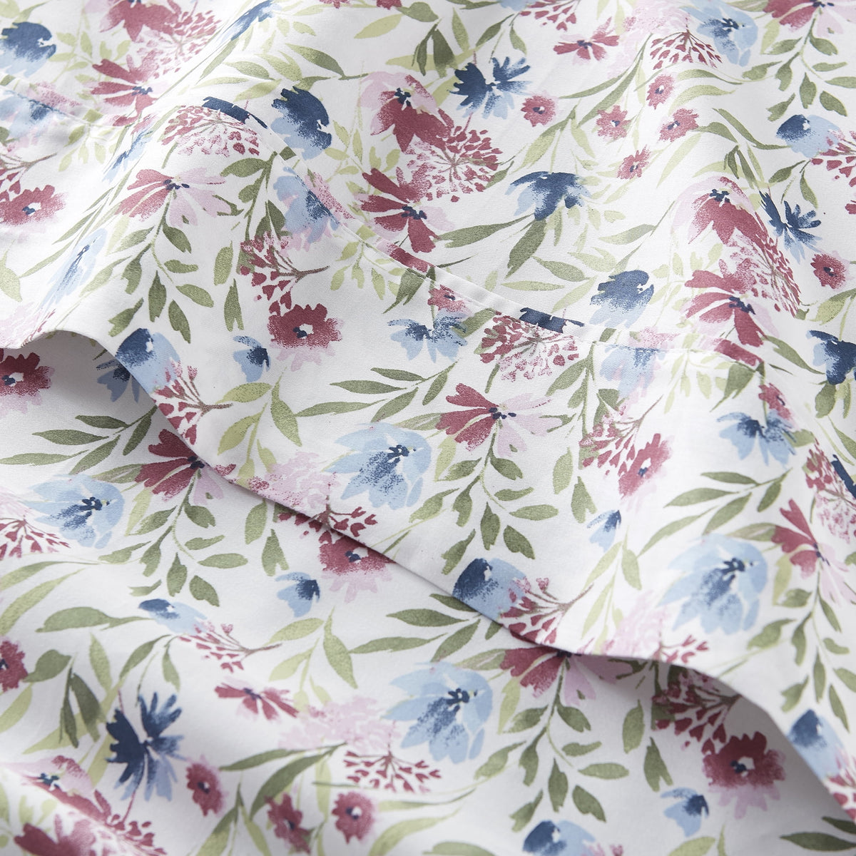 Velmora™ 4-Piece 300 Thread Count Bashful Blooms Cool Cotton Sateen Bed Sheet Set, Queen - Deep Pocket