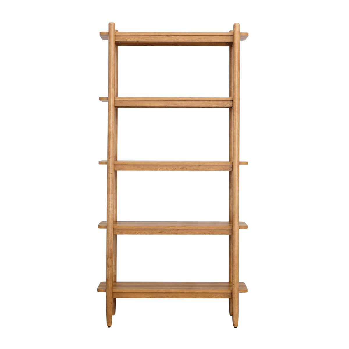 Velmora™ Springwood 5 Shelf Bookcase with Solid Wood Frame, Light Honey Finish