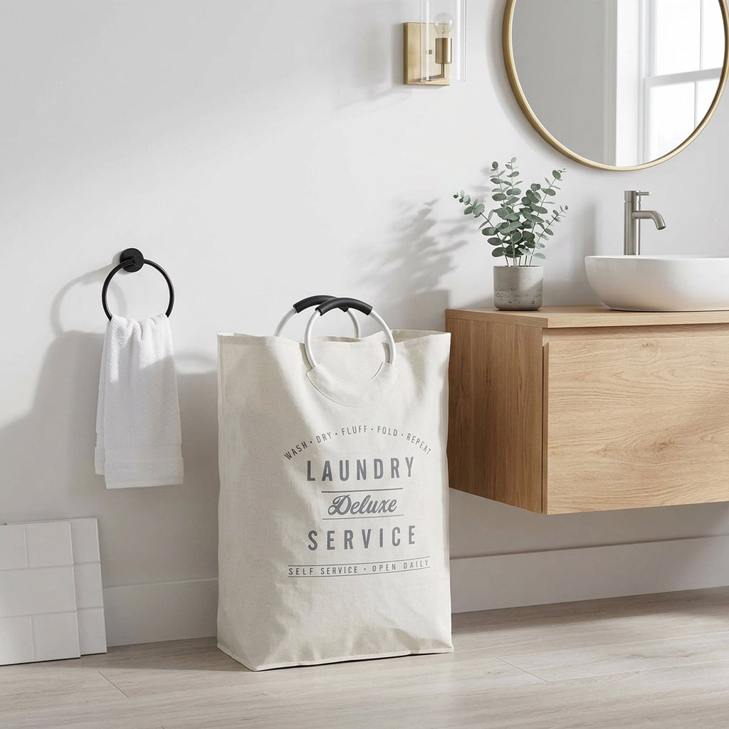 Velmora™ (2 pack) Deluxe Laundry Service Canvas Tote with Aluminum Handles