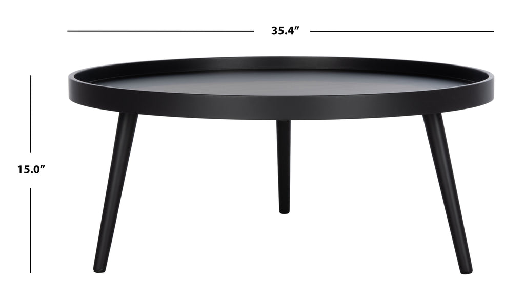 Velmora™ Fritz Modern Round Tray Top Coffee Table, Black