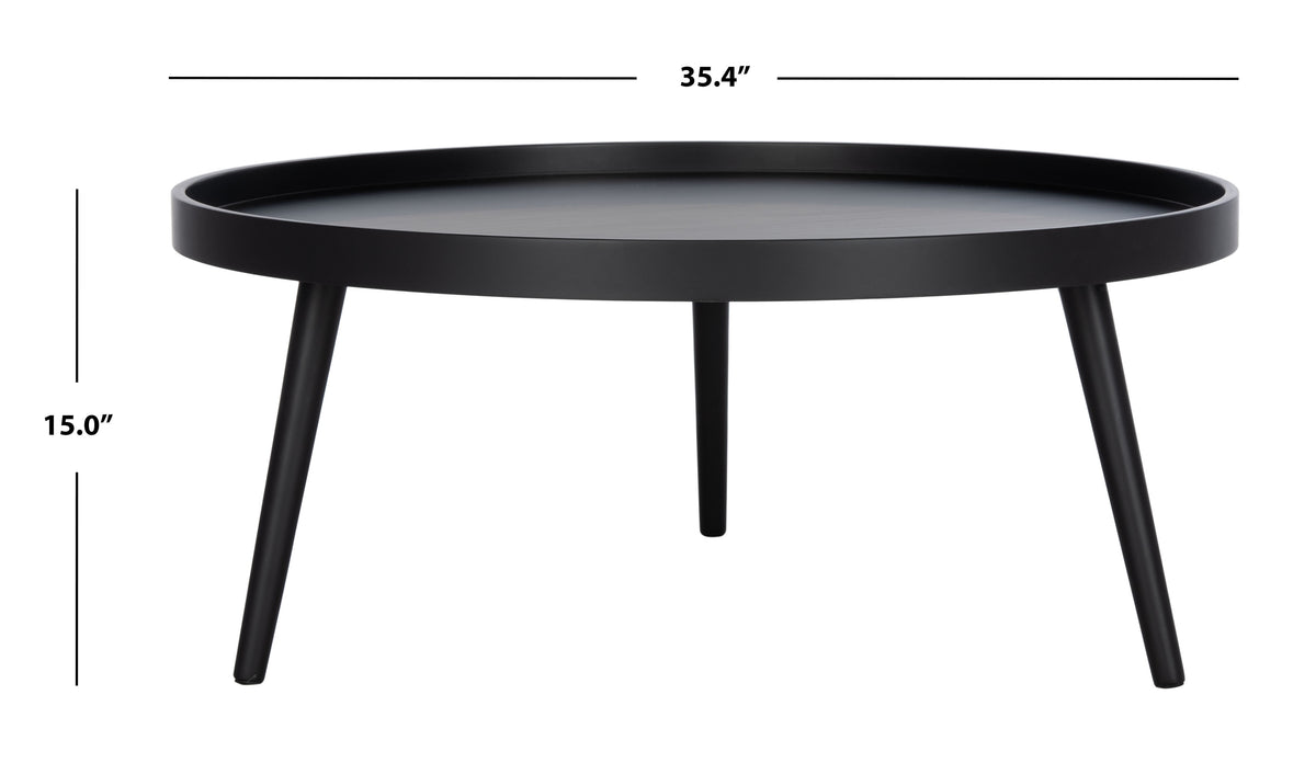 Velmora™ Fritz Modern Round Tray Top Coffee Table, Black