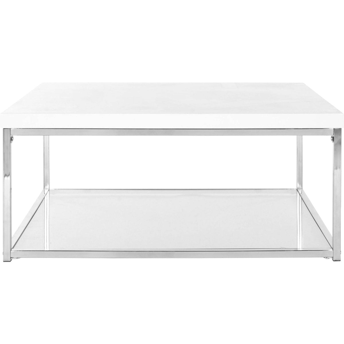 Velmora™ Malone Modern Glam Chrome High Gloss Coffee Table, White/Chrome