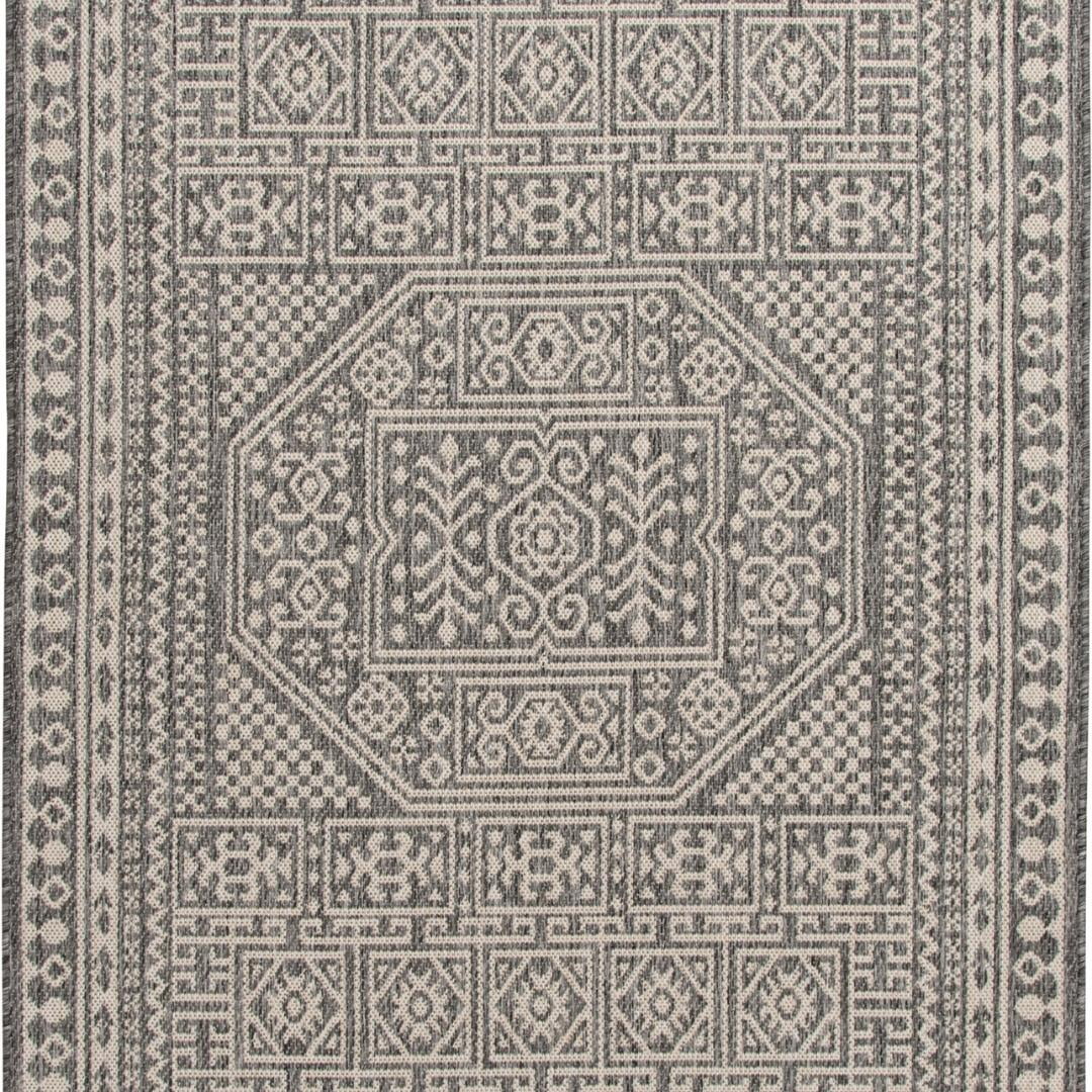 Velmora™ 6 ft 6 in Round Gray Medallion Outdoor Area Rug