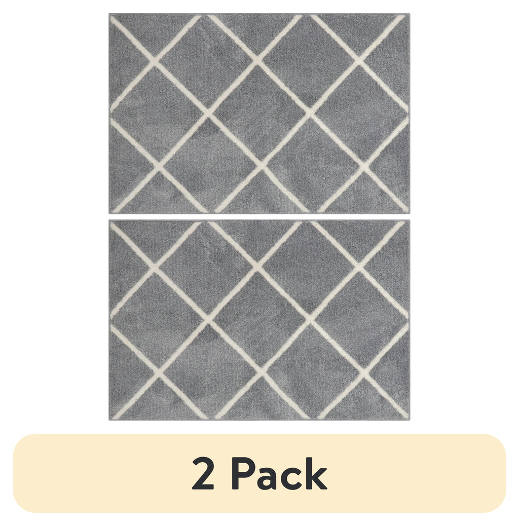 Velmora™ (2 pack) Diamond Plush Gray Indoor 30 in x 45 in Accent Rug