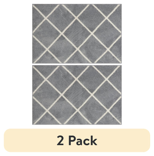 Velmora™ (2 pack) Diamond Plush Gray Indoor 30 in x 45 in Accent Rug