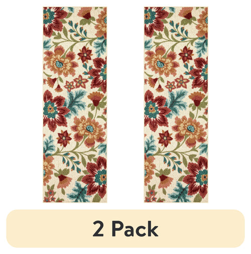 Velmora™ (2 pack) Farmhouse Oversized Floral Cream Multicolor Indoor Hallway Runner Rug, 2'x6'