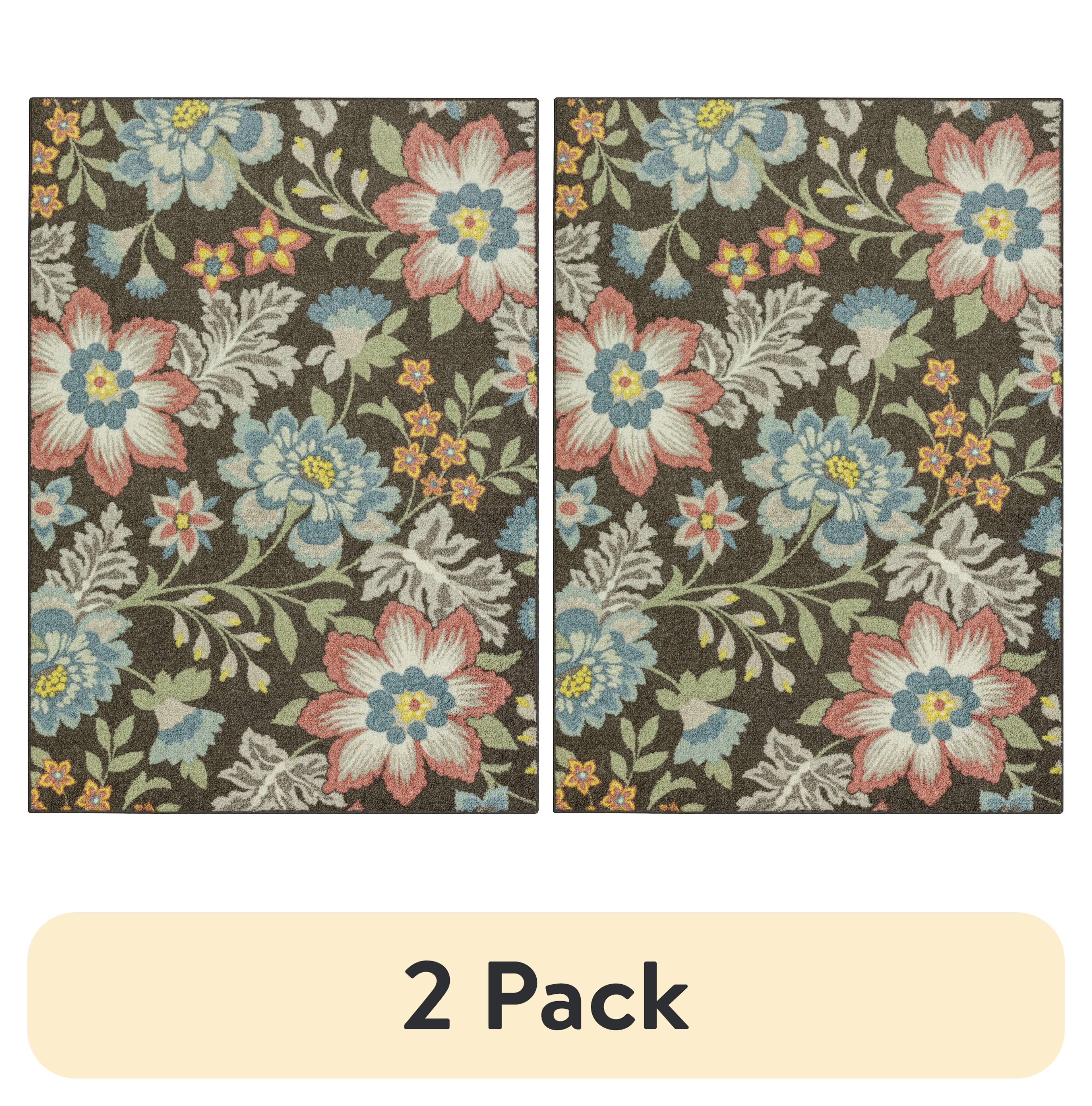 Velmora™ (2 pack) Farmhouse Oversized Floral Gray Multicolor Indoor Area Rug, 5' x 7'
