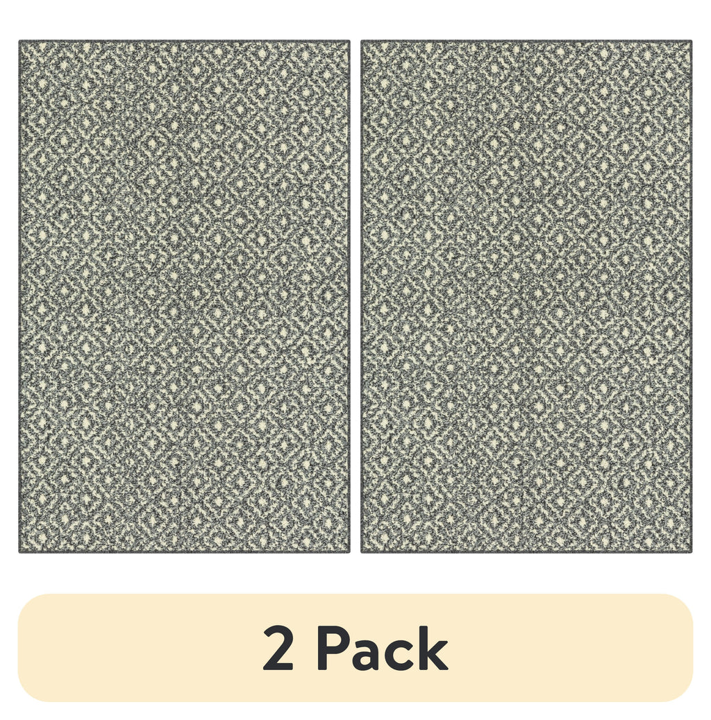 Velmora™ (2 pack) Geometric Diamond Black Tonal Olefin Indoor Accent Rug, 2'6"x3'10", Skid-Resistant