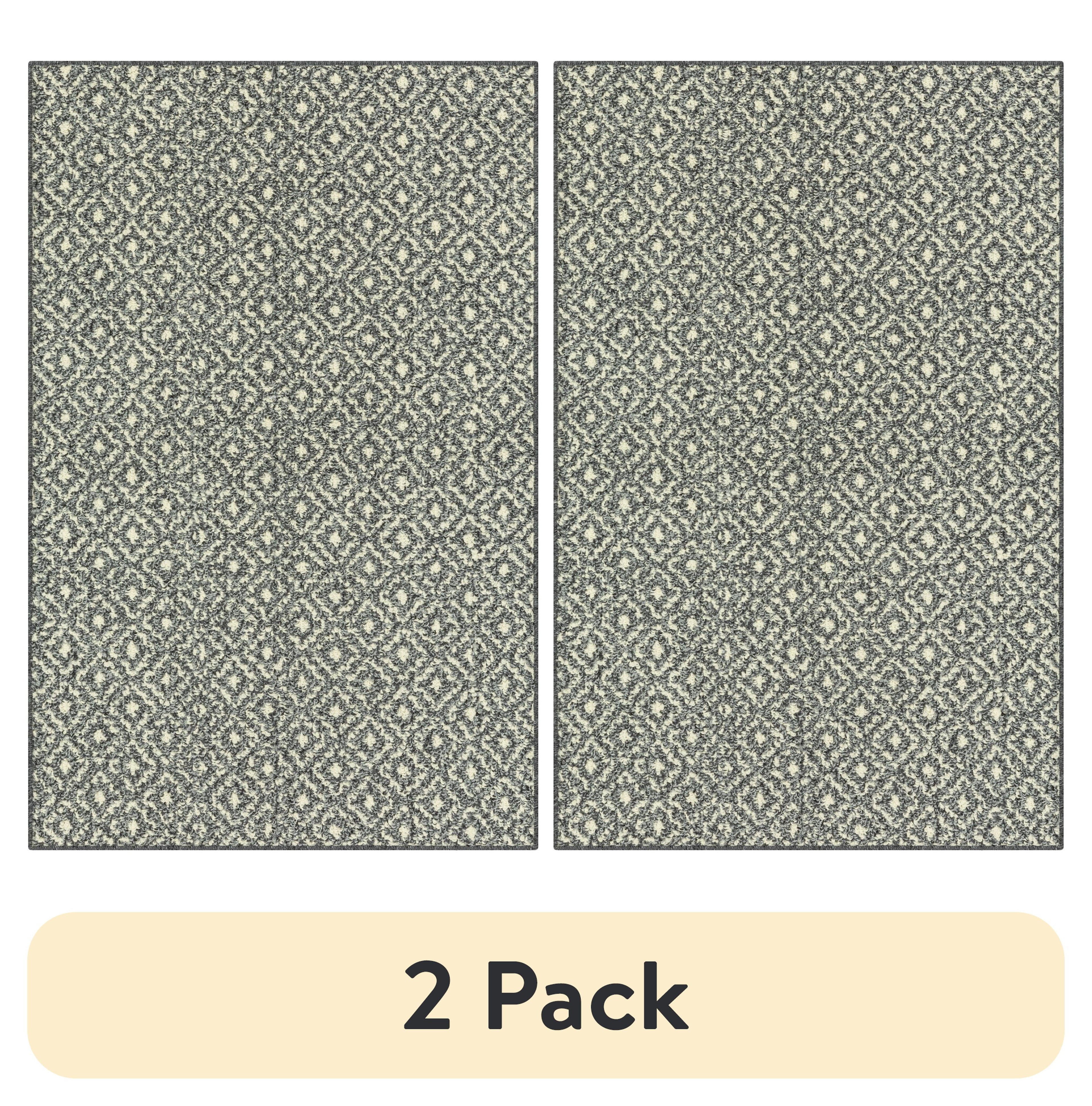 Velmora™ (2 pack) Geometric Diamond Black Tonal Olefin Indoor Accent Rug, 2'6"x3'10", Skid-Resistant