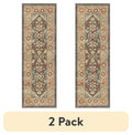 Velmora™ (2 pack) Persian Border Medallion Loop Print Rust Brown Indoor Runner Rug, 1'8"x5'
