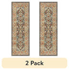Velmora™ (2 pack) Persian Border Medallion Loop Print Rust Brown Indoor Runner Rug, 1'8"x5'