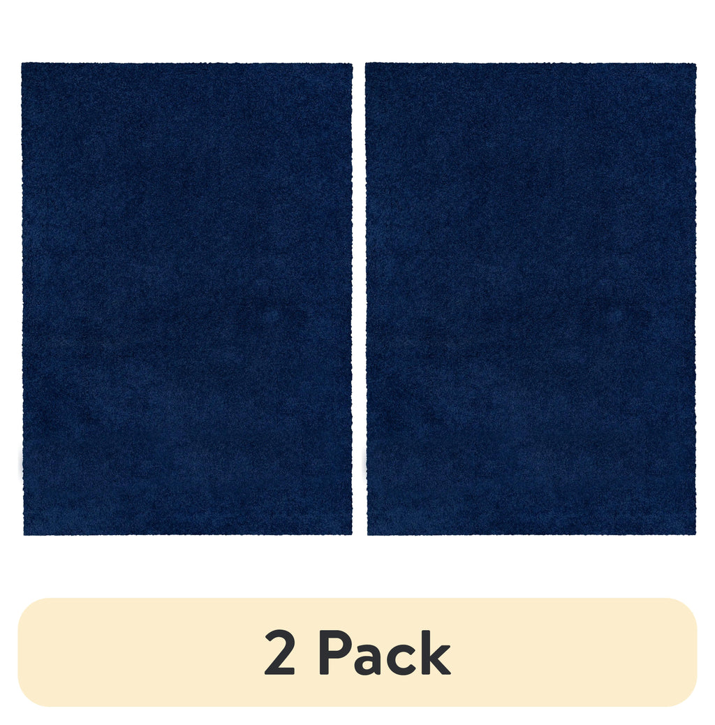 Velmora™ (2 pack) Traditional Solid Navy Youth Shag Indoor Area Rug, 5 ft x 7 ft