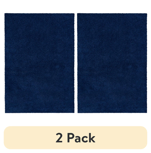 Velmora™ (2 pack) Traditional Solid Navy Youth Shag Indoor Area Rug, 5 ft x 7 ft