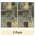 Velmora™ (2 pack) Gray Leaf Block Print Indoor Accent Rug, 2'6" x 3'10", For Home Decor
