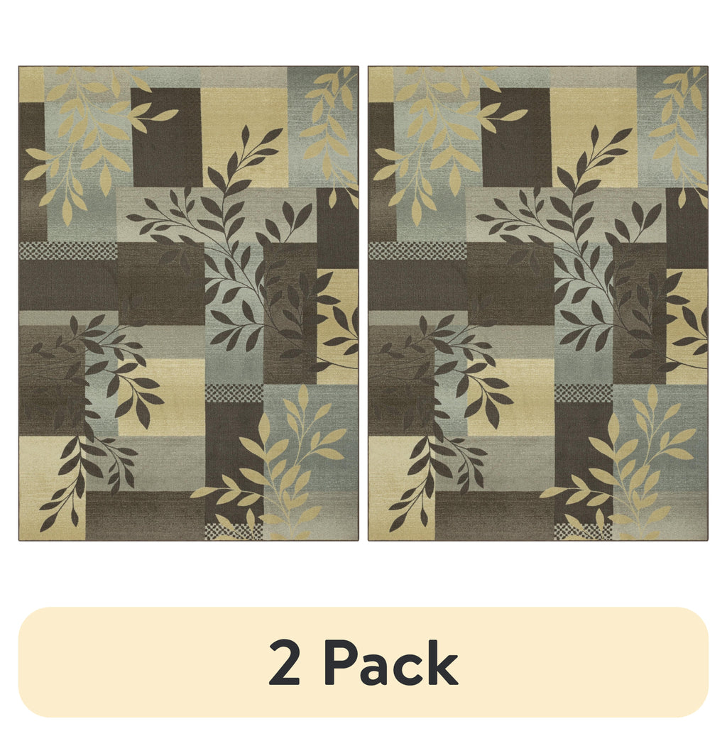 Velmora™ (2 pack) Traditional Leaf Block Gray Print Indoor Area Rug, 7' x 10'