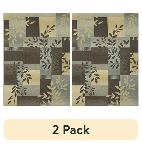 Velmora™ (2 pack) Traditional Leaf Block Gray Print Indoor Area Rug, 7' x 10'