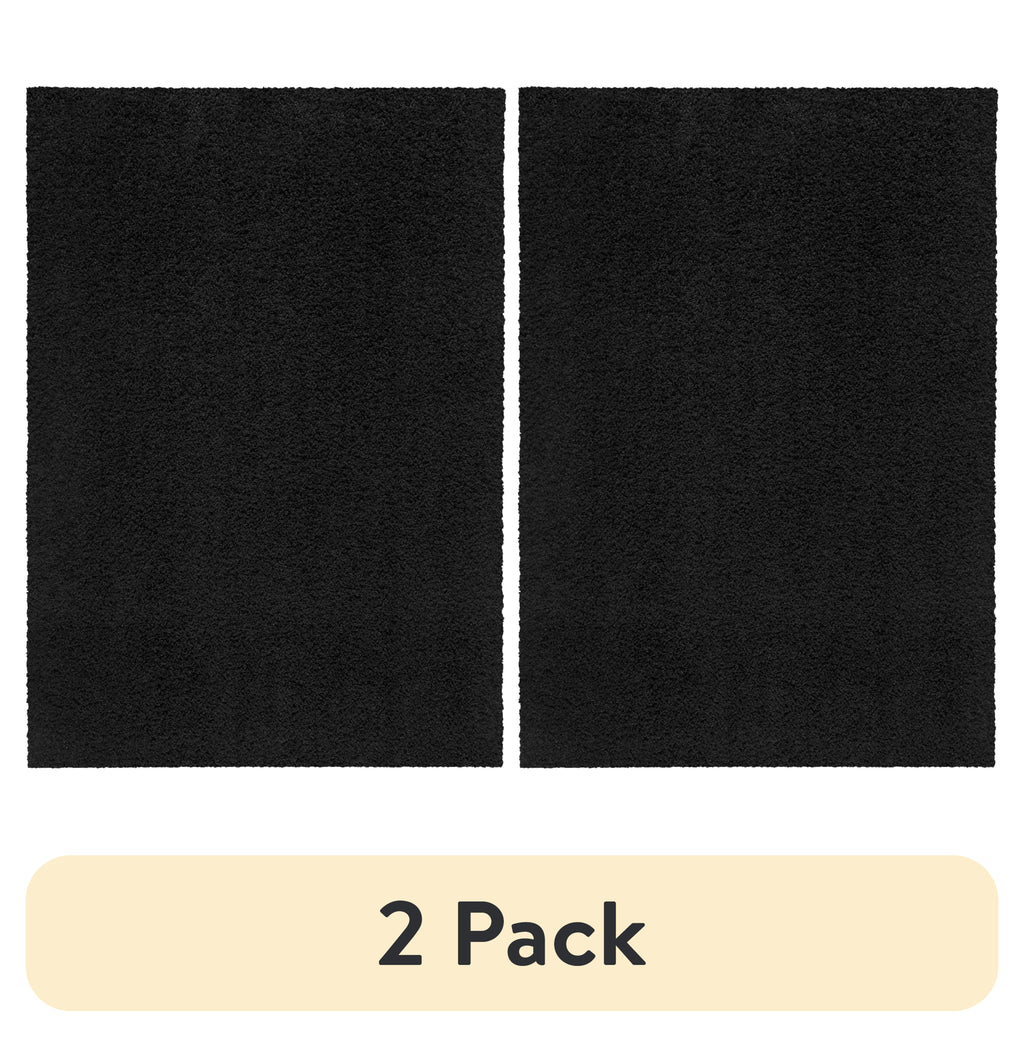 Velmora™ (2 pack) Traditional Solid Black Shag Indoor Area Rug, 3' x 4'8"