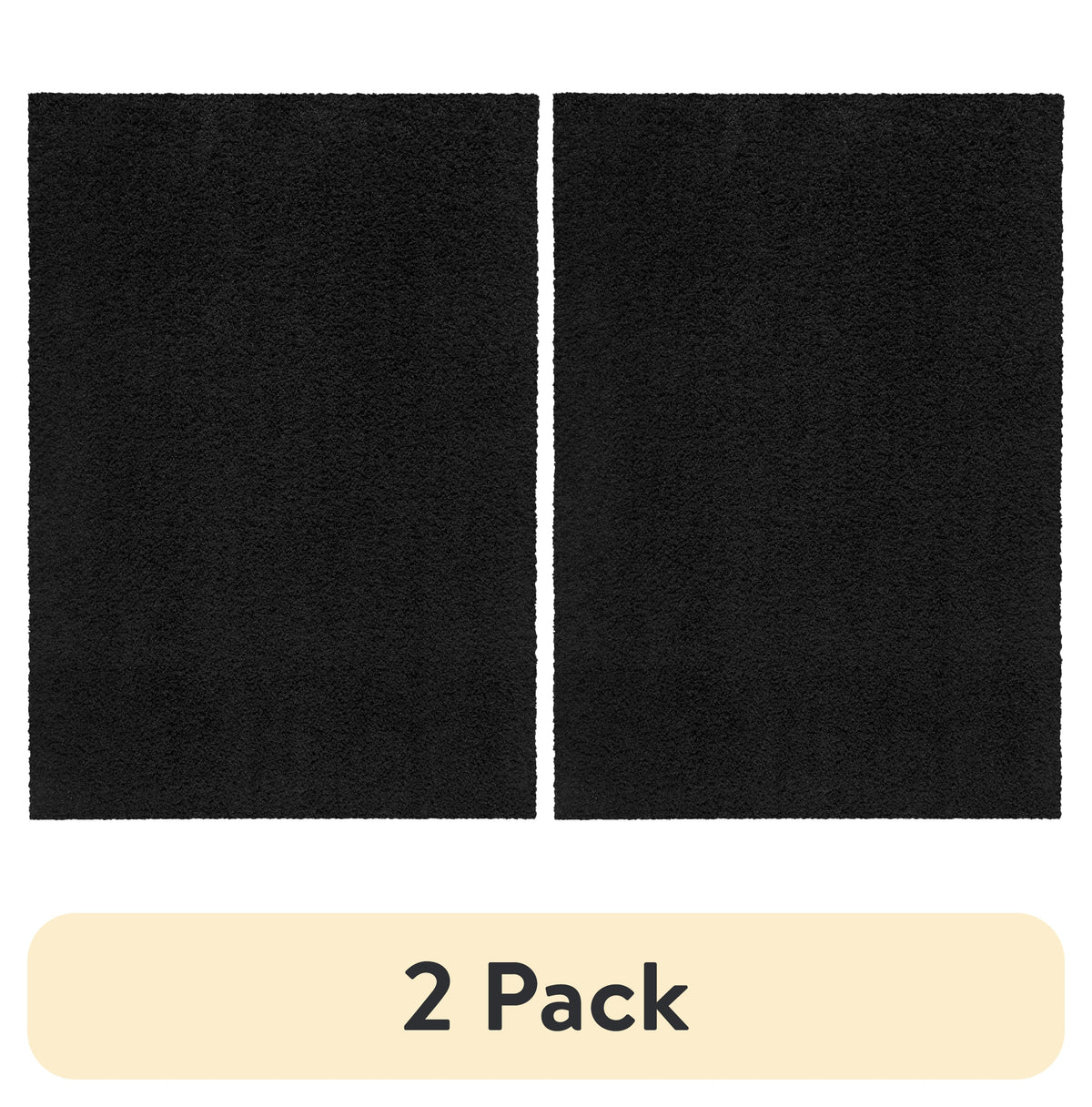 Velmora™ (2 pack) Traditional Solid Black Shag Indoor Area Rug, 3' x 4'8"