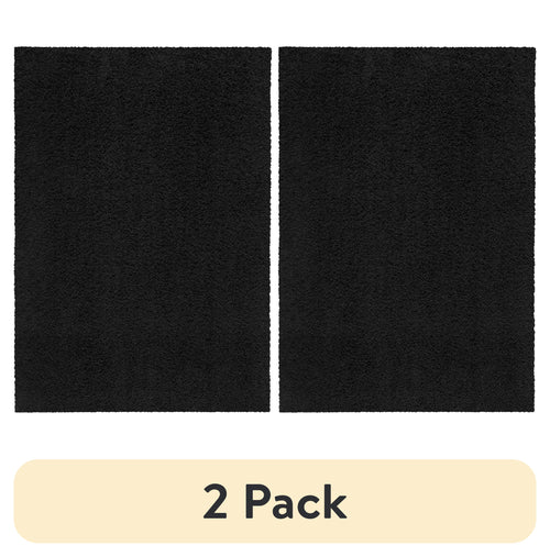 Velmora™ (2 pack) Traditional Solid Black Shag Indoor Area Rug, 3' x 4'8"