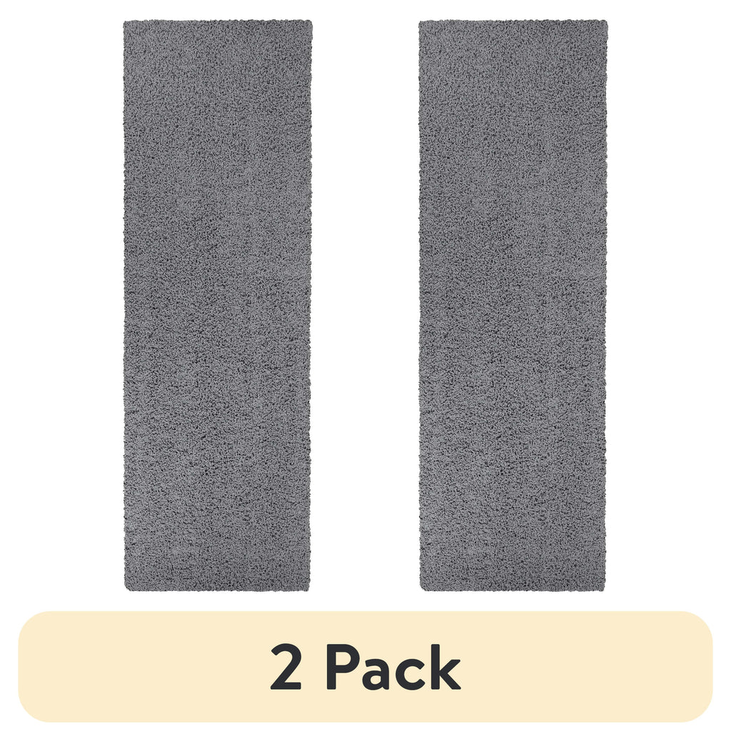 Velmora™ (2 pack) Solid Gray Shag Indoor Runner Rug, 1 ft 9 in x 5 ft