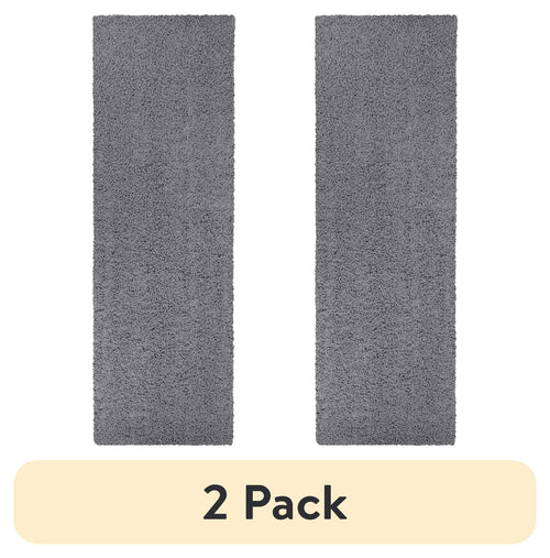 Velmora™ (2 pack) Solid Gray Shag Indoor Runner Rug, 1 ft 9 in x 5 ft