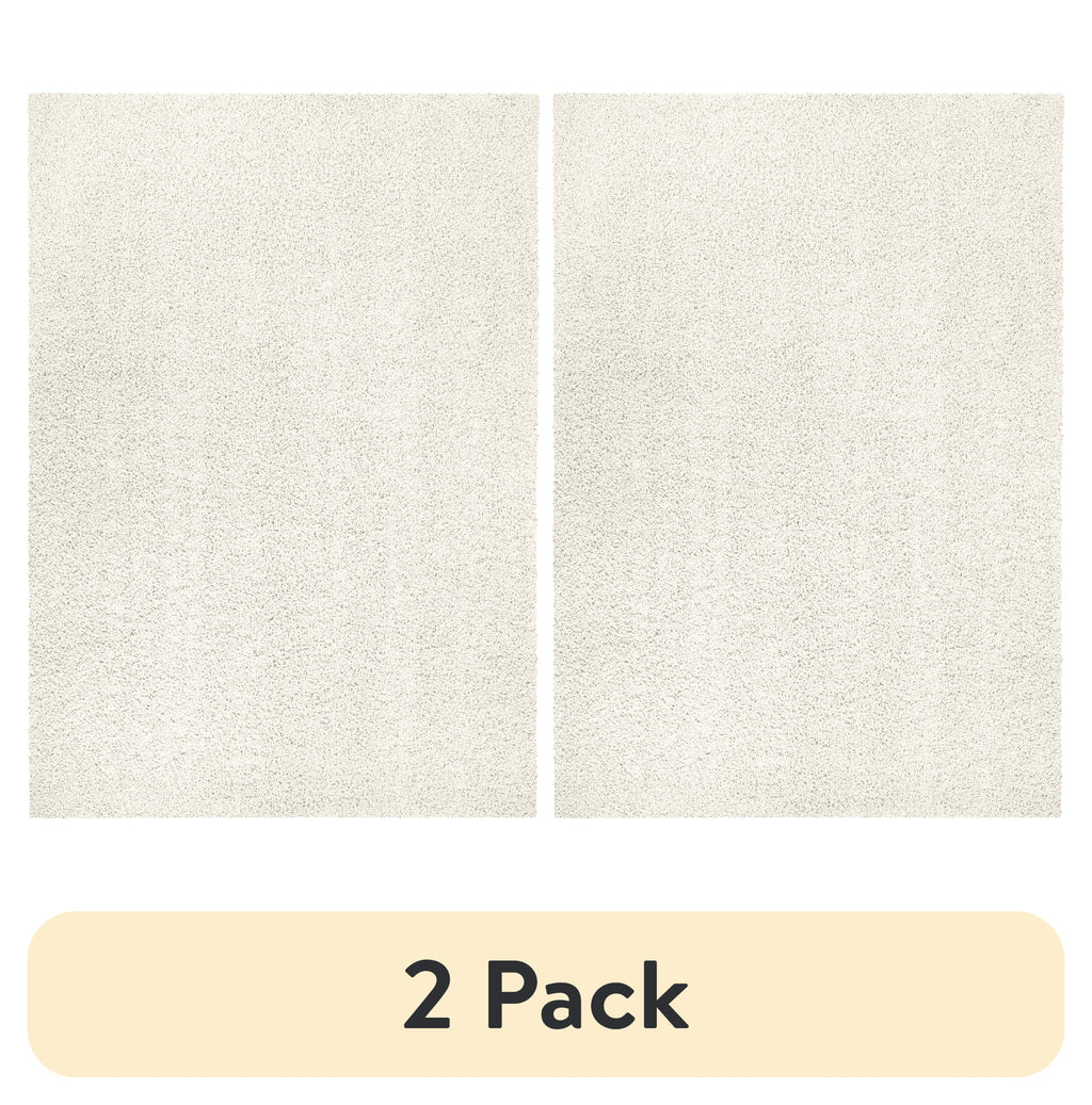 Velmora™ (2 pack) Traditional Solid Ivory Shag Indoor Area Rug, 5 ft x 7 ft
