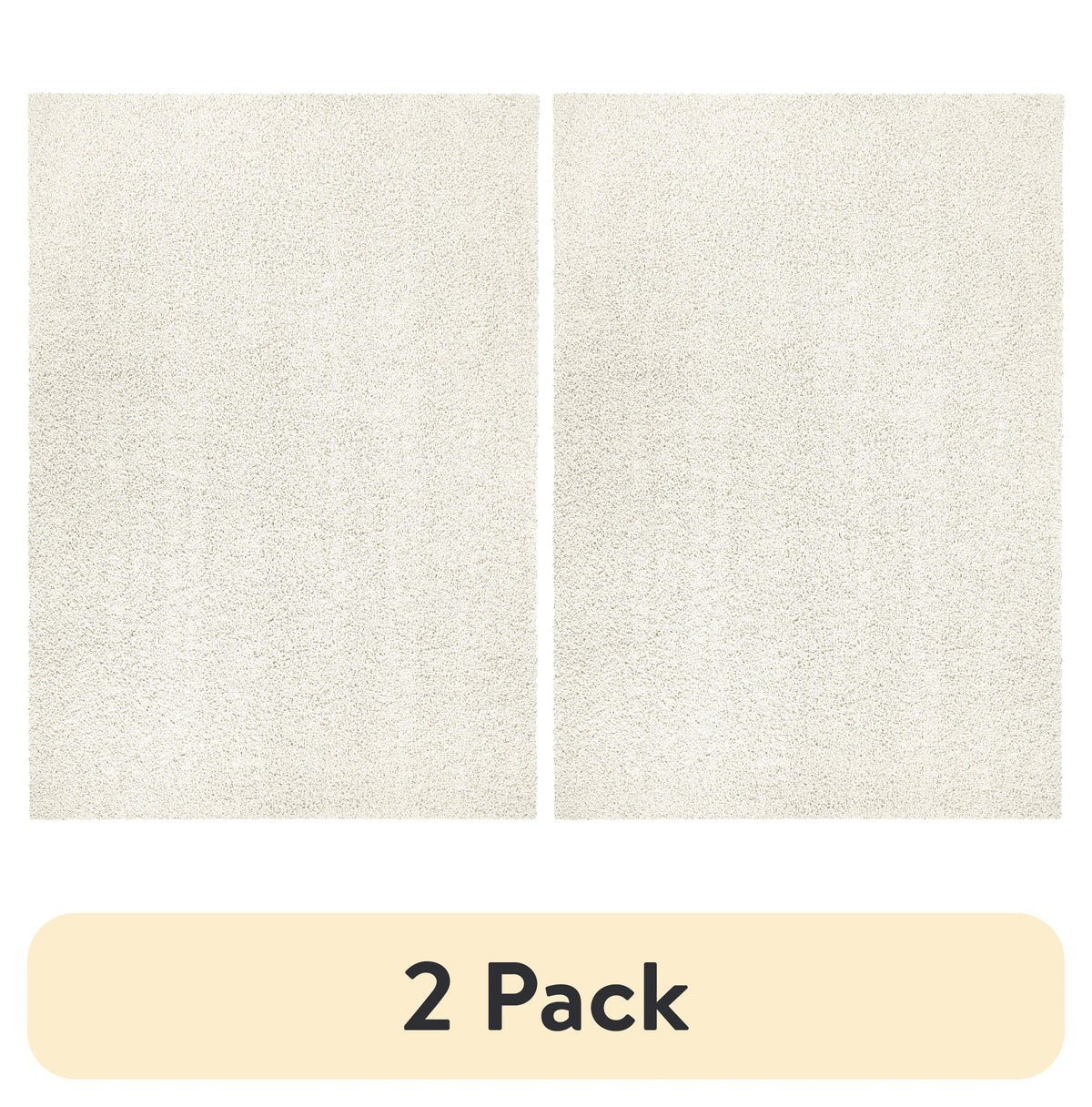 Velmora™ (2 pack) Traditional Solid Ivory Shag Indoor Area Rug, 5 ft x 7 ft