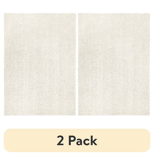 Velmora™ (2 pack) Traditional Solid Ivory Shag Indoor Area Rug, 5 ft x 7 ft