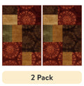 Velmora™ (2 pack) Transitional Medallion Block Red Print Indoor Accent Rug, 2'6"x3'10"