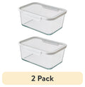Velmora™ (2 pack) 14Cup Rectangle Glass Food Storage Container with Tritan Lid. Set of 1, 2 Pieces, Well Suited to Refrigerator Organization