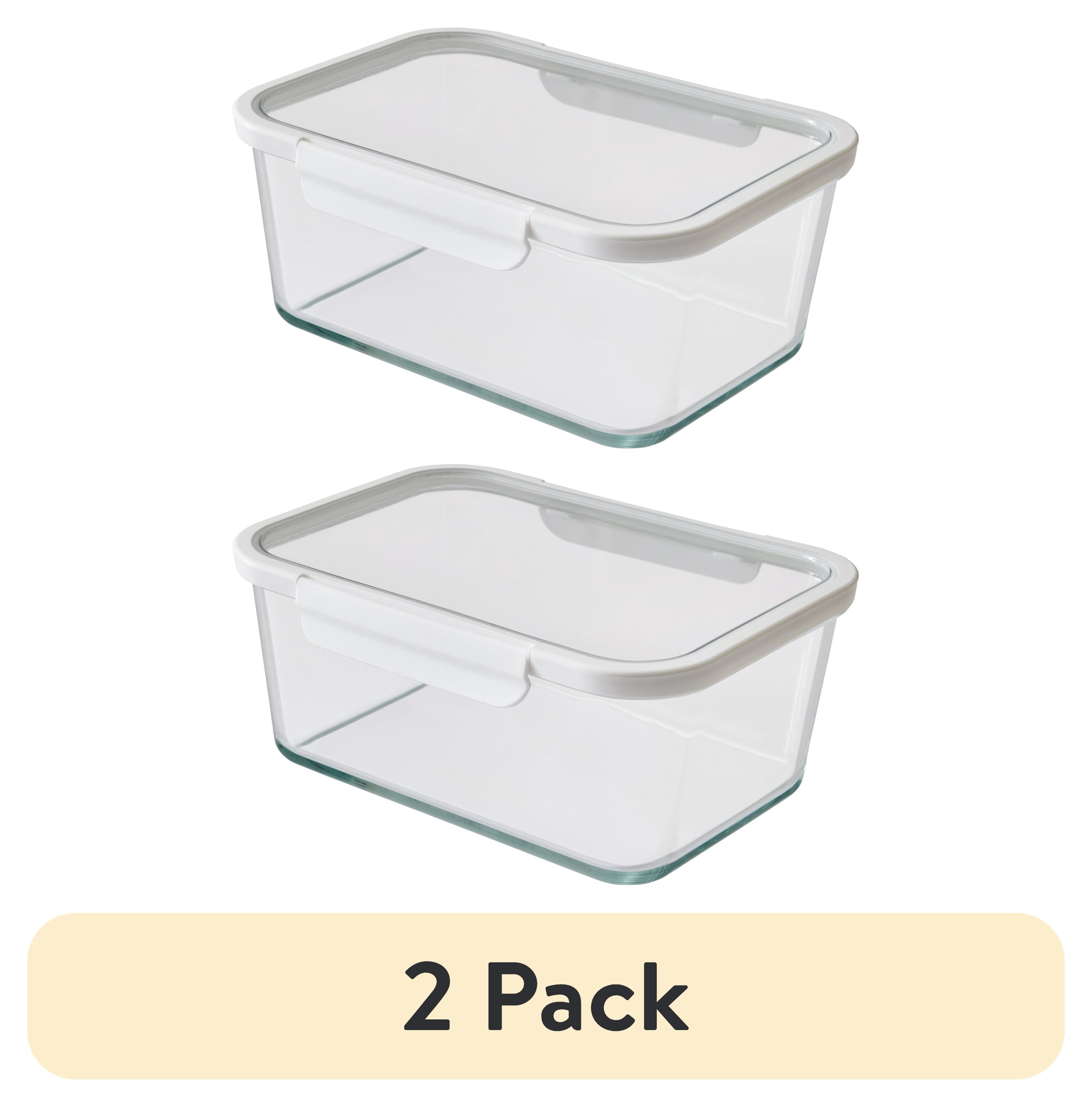 Velmora™ (2 pack) 14Cup Rectangle Glass Food Storage Container with Tritan Lid. Set of 1, 2 Pieces, Well Suited to Refrigerator Organization