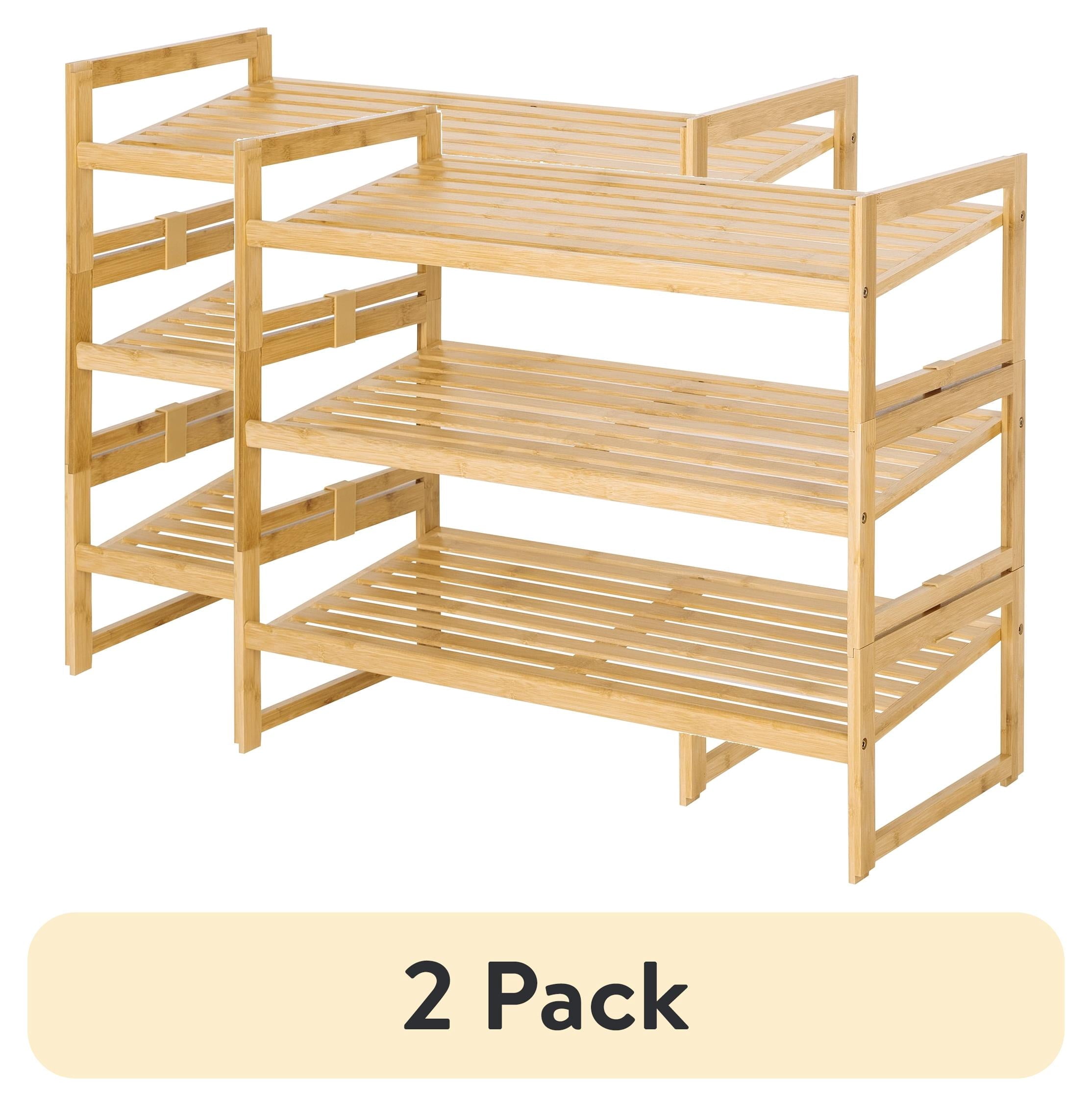 Velmora™ (2 pack) Bamboo 3-Tier Shoe Rack for 9 Pairs